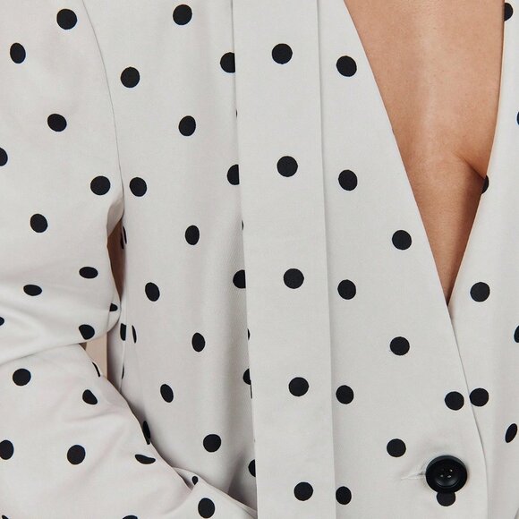 Elegant Women's Polka Dot Print Long Sleeve Casual Loose oversize Blazer Jacket - Picture 8 of 8